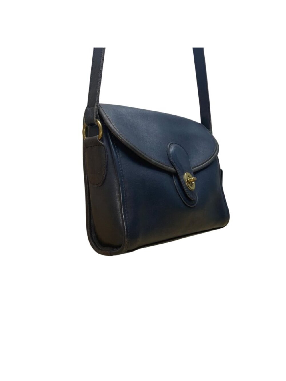 Coach Women’s Navy Leather Turnlock Closure Adjustable Strap Crossbody Bag - Picture 7 of 14